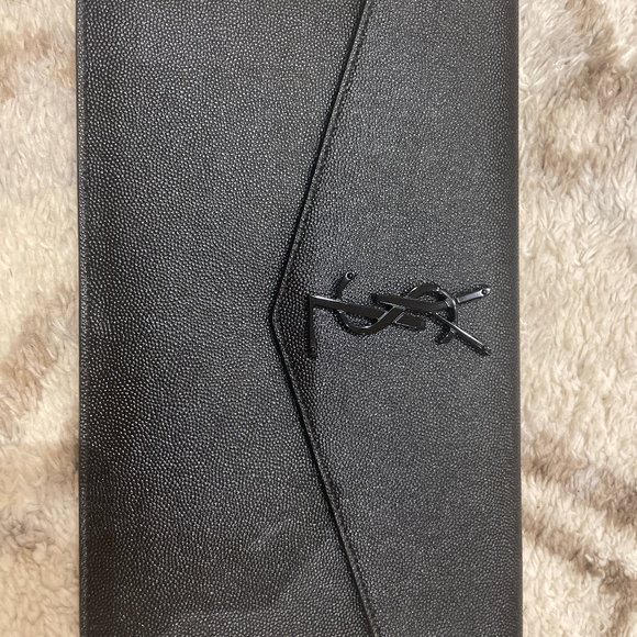 SAINT LAURENT  Grain De Poudre Uptown Pouch Black - Picture 1 of 5